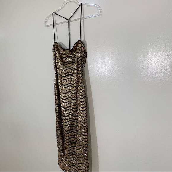 H:ours Lexie Midi Dress in Gold size XS - Picture 4 of 17